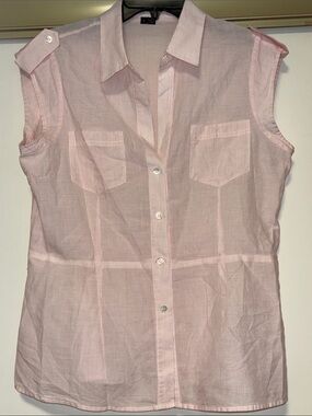 Theory Light Pink Sleeveless Button-Front Women's Top size Large